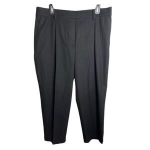 Petite Loft Pleated Dress Pants Pull On Elastic Classic Black Ankle Womens 10
